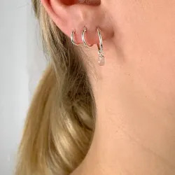 12 mm roze kwarts creool in zilver - Loom Stones