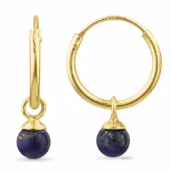 12 mm lazuursteen creool in verguld zilver - Loom Stones