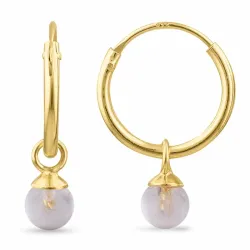 12 mm roze kwarts creool in verguld zilver - Loom Stones