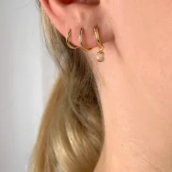 12 mm roze kwarts creool in verguld zilver - Loom Stones