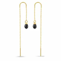 zwart zirkoon ketting oorbellen in verguld zilver - Loom Stones