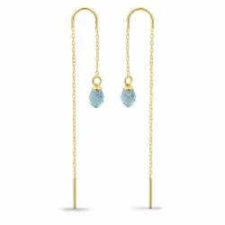 blauwe topaas glas ketting oorbellen in verguld zilver - Loom Stones