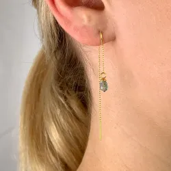 blauwe topaas glas ketting oorbellen in verguld zilver - Loom Stones