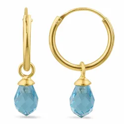 12 mm blauwe topaas glas creool in verguld zilver - Loom Stones