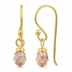 champagnekleurig zirkoon oorhanger in verguld sterlingzilver - Loom Stones