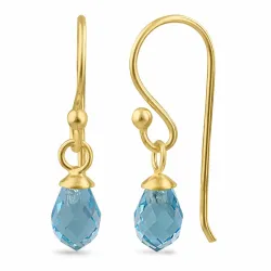 blauwe topaas glas oorhanger in verguld zilver - Loom Stones