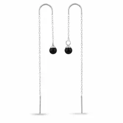 zwart onyx ketting oorbellen in zilver - Loom Stones