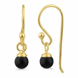zwart onyx oorhanger in verguld zilver - Loom Stones
