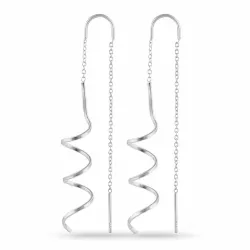 lange ketting oorbellen in zilver