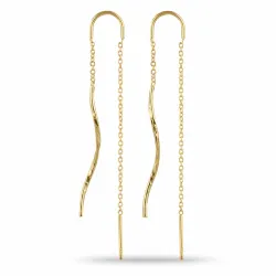 lange ketting oorbellen in verguld zilver