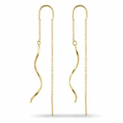 lange ketting oorbellen in verguld zilver