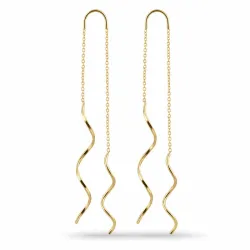 lange ketting oorbellen in verguld zilver