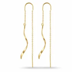 lange ketting oorbellen in verguld zilver