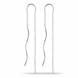 lange ketting oorbellen in zilver