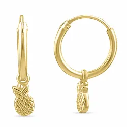 12 mm ananas creool in verguld zilver