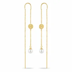 lange ketting oorbellen in verguld zilver