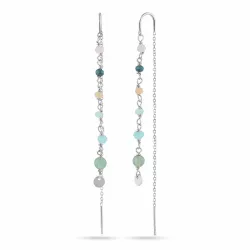 lange multikleurige ketting oorbellen in zilver - Loom Stones