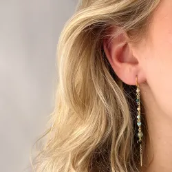 lange multikleurige ketting oorbellen in verguld zilver - Loom Stones