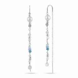 lange parel ketting oorbellen in zilver