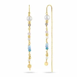 parel ketting oorbellen in verguld zilver - Loom Stones