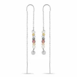 lange multikleurige ketting oorbellen in zilver