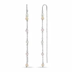 lange pink ketting oorbellen in zilver