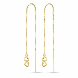 lange ketting oorbellen in verguld zilver