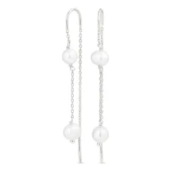 lange parel ketting oorbellen in zilver