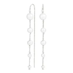 lange parel ketting oorbellen in zilver