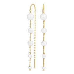 lange parel ketting oorbellen in verguld zilver