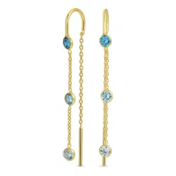 lange blauwe zirkoon ketting oorbellen in verguld zilver