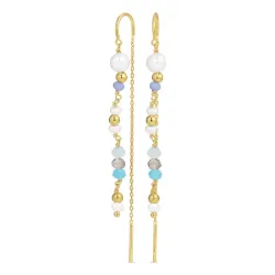 lange ketting oorbellen in verguld zilver - Loom Stones