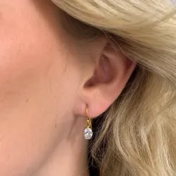 Lange ovaal zirkoon oorbellen in verguld sterlingzilver