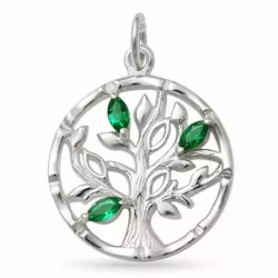 boom van het leven groen smaragd hanger in zilver