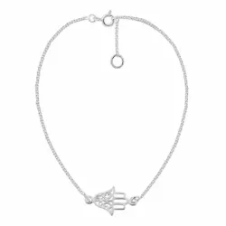 hamsa hand armband in zilver met hanger in zilver