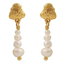 Hultquist Coralie white oorbellen in verguld sterlingzilver