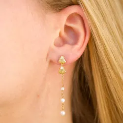 Hultquist Coralie white grande oorbellen in verguld sterlingzilver