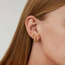 Hultquist Vivienne creool in verguld sterlingzilver witte zirkoon