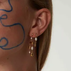 Hultquist Pebble petite oorbellen in verguld sterlingzilver witte zirkoon