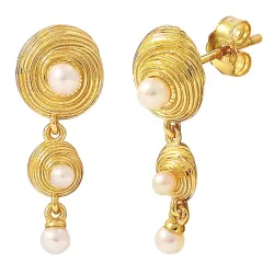 Hultquist Shelly double parel oorbellen in verguld sterlingzilver