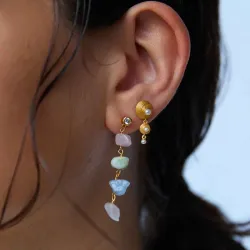 Hultquist Shelly double parel oorbellen in verguld sterlingzilver