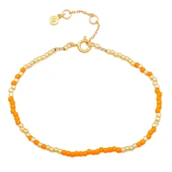Hultquist Orange Mila oranje parel armband in verguld sterlingzilver