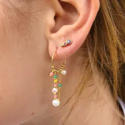 Hultquist multikleurige creool in verguld sterlingzilver veelkleurig steen