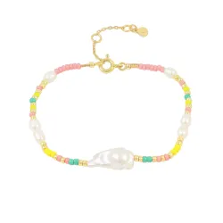 Hultquist Aurora multikleurige armband in verguld sterlingzilver veelkleurig steen