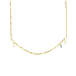 Hultquist ketting met hanger in verguld sterlingzilver lichtblauwe steen