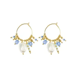 Hultquist Ocean creool in verguld sterlingzilver lichtblauwe steen