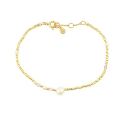 Hultquist Maya parel armband in verguld sterlingzilver kleurig  steen