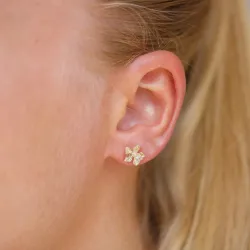 bloem oorsteker in 9 karaat goud