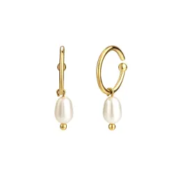 Nava parel creool in verguld sterlingzilver