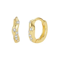 Nava Ara creool in verguld sterlingzilver witte zirkoon